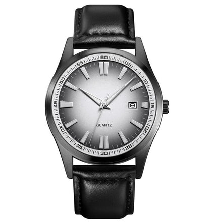 Elegant Quartz Watch with Leather Strap - Waterproof Design
