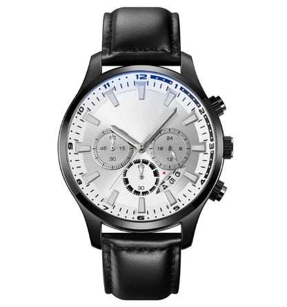 Stylish Quartz Watch with Leather Strap - Waterproof Design