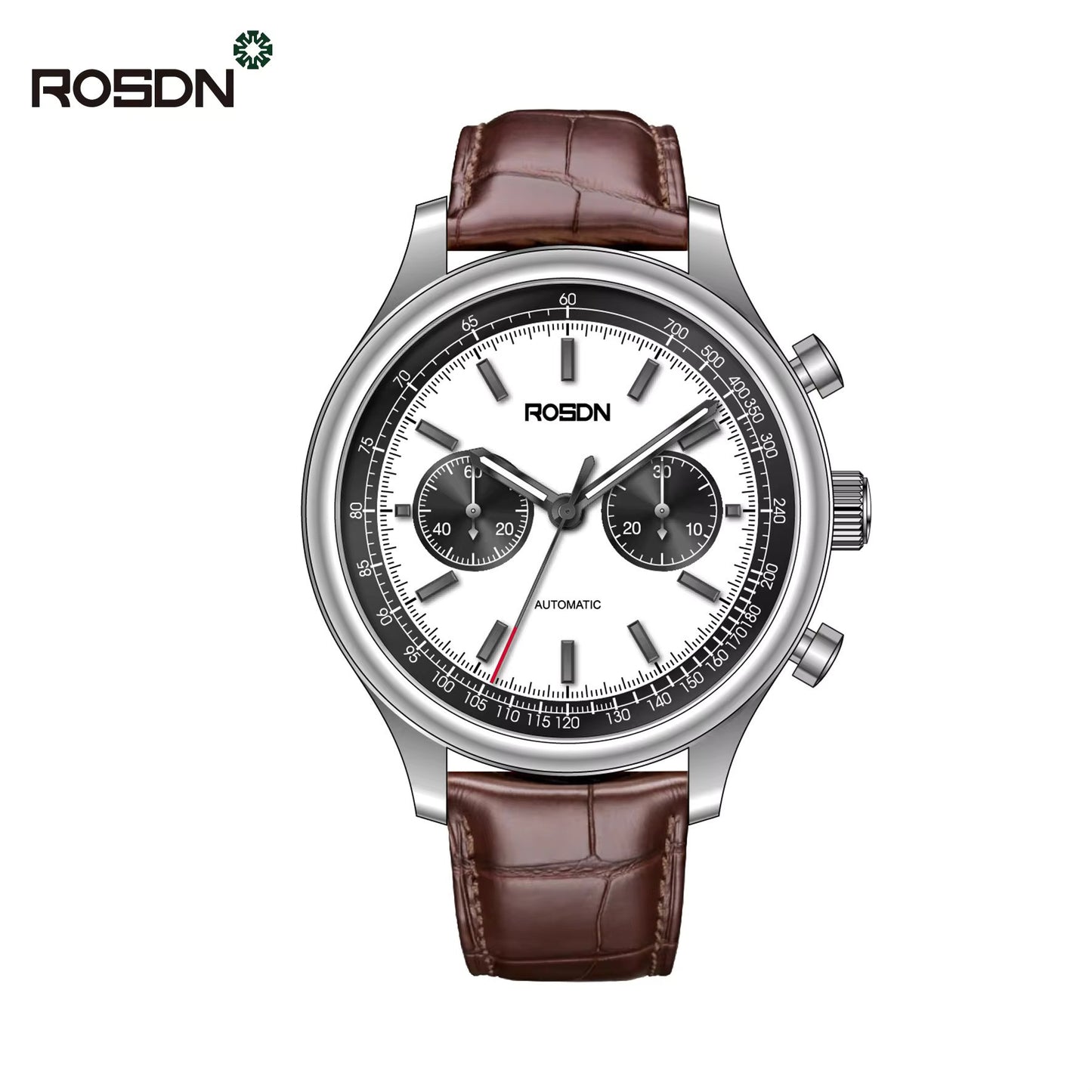 Future Wrist Men's Automatic Quartz Watch with Chronograph and Genuine Leather Strap