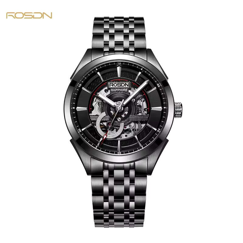 Future Wrist Men's Vintage Skeleton Watch with Luminous Hands and Hollow Out Design