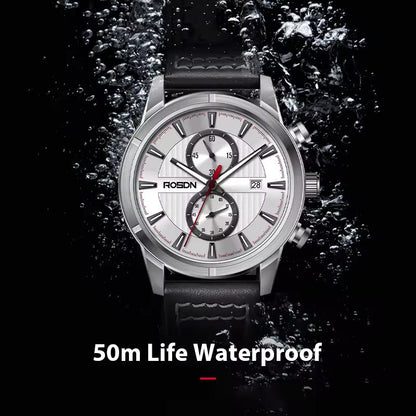 Future Wrist Men's Quartz Black Watch with Chronograph and Luminous Hands Under $200