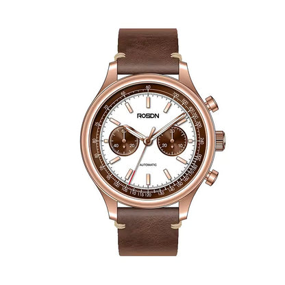 Future Wrist Men's Modern Quartz Watch with Chronograph and Genuine Leather Strap