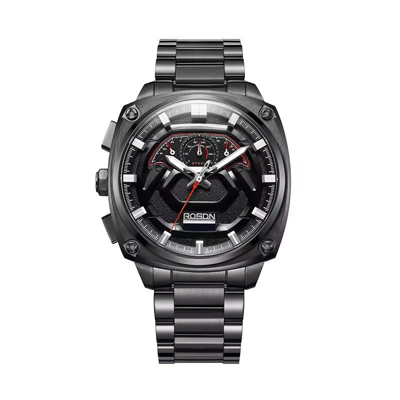 Future Wrist Men's Square Quartz Watch with Chronograph and Skeleton Design